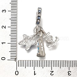 Rack Plating Alloy Rhinestone European Dangle Charms&nbsp;PALLOY-P307-22P