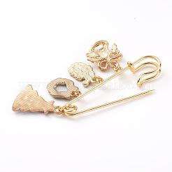 Christmas Theme Brass Safety Brooch&nbsp;JEWB-BR00046-03