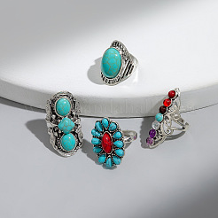 4Pcs Adjustable Alloy Finger Rings Sets&nbsp;RJEW-L131-02AS