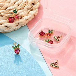 6Pcs Brass Micro Pave Colorful Cubic Zirconia Pendants&nbsp;KK-LS0001-39