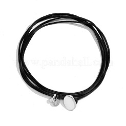 Flat Round & Oval Alloy Pendant Suede Cord Multi-Layer Choker Necklaces for Women&nbsp;FS-WG2F217-01