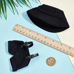 1Pc Cotton & PU Leather Suspender Trousers and 1Pc Cloth Bucket Hat for Dolls Accessories&nbsp;DOLL-WR0001-05B