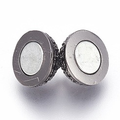 Brass Micro Pave Cubic Zirconia Magnetic Clasps with Loops&nbsp;KK-O106-30A-B