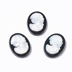 Natural Dyed & Heated Black Agate Cameo Cabochons&nbsp;G-L556-E