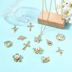 50Pcs 10 Styles Alloy Crystal Rhinestone Pendants&nbsp;ALRI-FS0001-14
