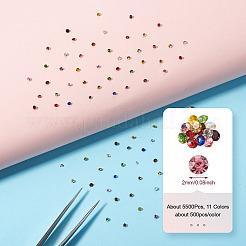 About 5500Pcs 11 Colors Glass Pointed Back Rhinestone&nbsp;RGLA-FW0001-04