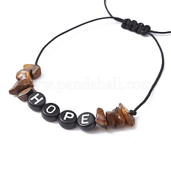 Natural Tiger Eye Chip Braided Bead Bracelets&nbsp;BJEW-JB09608-03