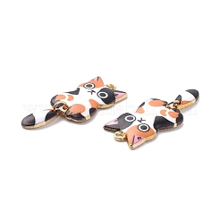 Light Gold Rack Plating Alloy Enamel Pendants&nbsp;X-ENAM-G210-01LG