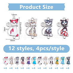 48Pcs 12 Colors Alloy Enamel Connectors Charms&nbsp;FIND-DC0007-22