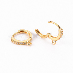 Brass Micro Pave Clear Cubic Zirconia Hoop Earring Findings&nbsp;ZIRC-S068-009B-NF