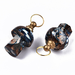 Assembled Synthetic Bronzite and Imperial Jasper Openable Perfume Bottle Pendants&nbsp;LS-G-S366-057F