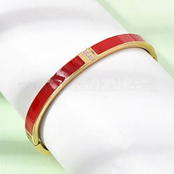 304 Stainless Steel Micro Pave Clear Cubic Zirconia Enamel Hinged Cuff Bangles for Women&nbsp;SA-CBAC920-05G