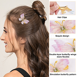 8Pairs 8 Style Double Layers Tulle Butterfly Alligator Hair Clips&nbsp;PHAR-CP0001-06