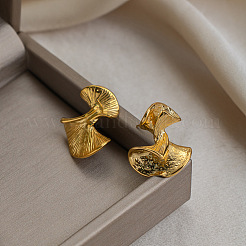 Fan-Shaped Textured 304 Stainless Steel Stud Earrings for Women&nbsp;LS-UH9898