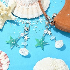 2Pcs ABS Plastic Imitation Pearl & Resin & Synthetic Turquoise Pendant Decorations&nbsp;HJEW-YW00474