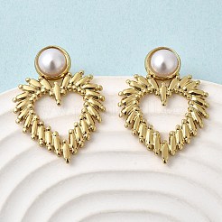 201 Stainless Steel ABS Plastic Pearl Stud Earrings&nbsp;EJEW-Z151-13G-02