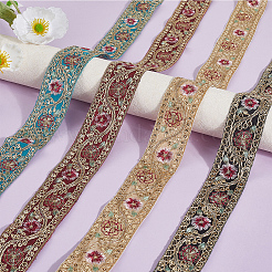 4 Colors Polyester Embroidery Paillette Ribbon&nbsp;OCOR-CY0004-53