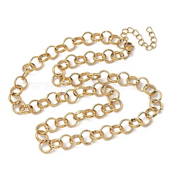304 Stainless Steel Textured Rolo Chain Necklaces for Women&nbsp;NJEW-U050-01G