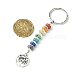 Chakra Natural Lava Rock & Alloy Tree of Life Pendant Keychain&nbsp;KEYC-JKC00644-07