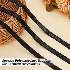 Sparkle Polyester Lace Ribbons&nbsp;OCOR-WH0090-67D