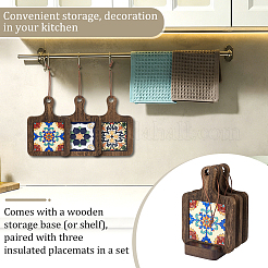 3 Sets 3 Styles Wood Hot Pads&nbsp;AJEW-DC0004-44