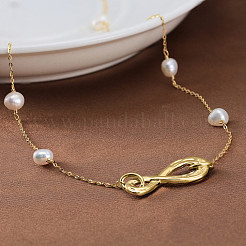 925 Sterling Silver with Natural Pearl Beads Necklaces&nbsp;NJEW-Z030-04G