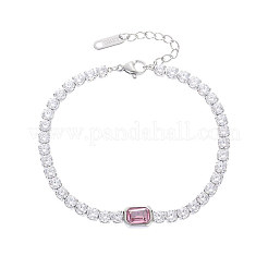 304 Stainless Steel Micro Pave Cubic Zirconia Link Chain Bracelets for Women&nbsp;FS-WG578D6-02