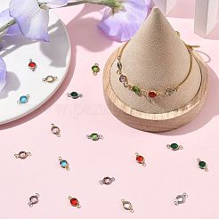 48Pcs 12 Colors 304 Stainless Steel with Glass Connector Charms&nbsp;STAS-FS0002-18