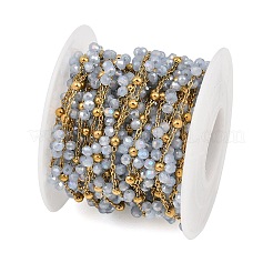 Glass & 304 Stainless Steel Cable Chain Beaded Chains&nbsp;SA-CBAD321-03A