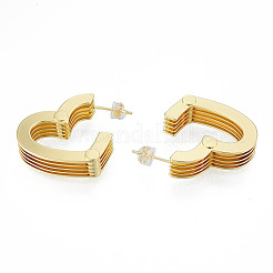 Brass Multi-Layer Heart Stud Earrings&nbsp;EJEW-N011-89