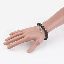 Natural Lava Rock Beads Stretch Bracelets&nbsp;BJEW-JB02712