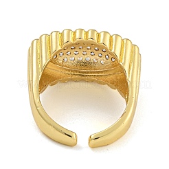 Oval Brass Micro Pave Cubic Zirconia Cuff Rings&nbsp;RJEW-P127-10G