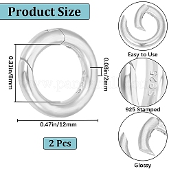 2Pcs 925 Sterling Silver Spring Gate Rings&nbsp;STER-CN0001-30