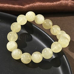 Natural Golden Silk Jade Round Beaded Stretch Bracelets for Women&nbsp;BJEW-F535-01E