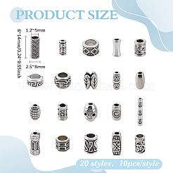 200Pcs 20 Styles Tibetan Style Alloy Beads&nbsp;FIND-PH0038-60