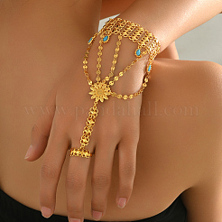 Bohemian Style Alloy Sunflower Link Finger Ring Bracelets&nbsp;KM3412