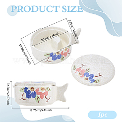 Fish Shape Ceramics Ink Plate with Handle&nbsp;DJEW-WH0027-05B