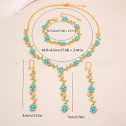 Vintage Brass Floral Necklaces & Bracelets & Earrings Sets for Women&nbsp;RC4234