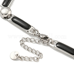 304 Stainless Steel Enamel Rectangle Link Chain Necklaces&nbsp;NJEW-S431-04P-02