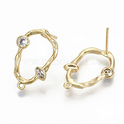 Brass Micro Pave Clear Cubic Zirconia Stud Earring Findings&nbsp;LS-KK-T062-48G-NF