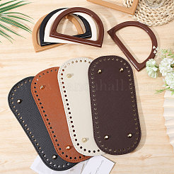 8Pcs 4 Colors Resin Bag Handles & 4Pcs 4 Colors Oval PU Leather Knitting Crochet Bags Nail Bottom Shaper Pads&nbsp;PURS-GL0001-04