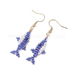 Handmade Glass Seed Beaded Dangle Earrings&nbsp;EJEW-MZ00721