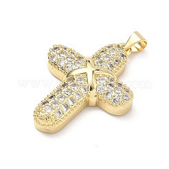 Brass Micro Pave Cubic Zirconia Pendants&nbsp;KK-P345-58G-02