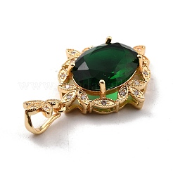Rack Plating Brass Micro Pave Green Cubic Zirconia Pendants&nbsp;KK-D070-08G