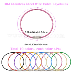 40Pcs 10 Style Heavy Duty 304 Stainless Steel Wire Cable Keychains&nbsp;FIND-SC0019-18