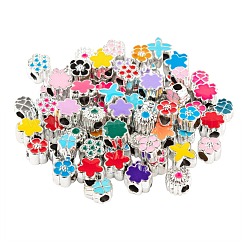 70Pcs 7 Style Flowers & Plants Series UV Plating Acrylic European Beads&nbsp;OACR-LS0001-07