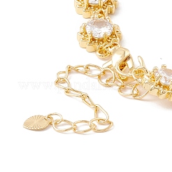 Clear Cubic Zirconia Sun Link Chains Bracelet&nbsp;BJEW-I301-11G