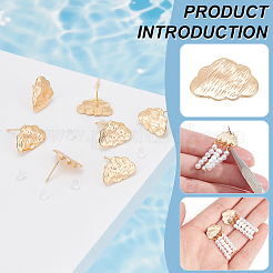 10Pcs Cloud Shape Brass Stud Earring Findings&nbsp;EJEW-BC0001-13