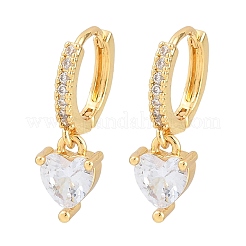 Brass Micro Pave Cubic Zirconia Hoop Dangle Earrings&nbsp;KK-H297-02G-01