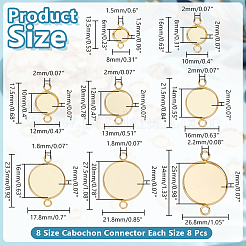 64Pcs 8 Styles 304 Stainless Steel Cabochon Connector Settings&nbsp;STAS-HY0001-86G